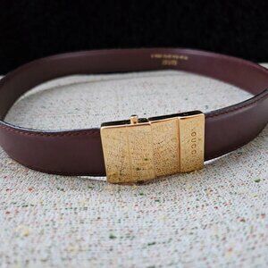 Vintage Gucci Dark Brown Leather Belt with Gold Clasp